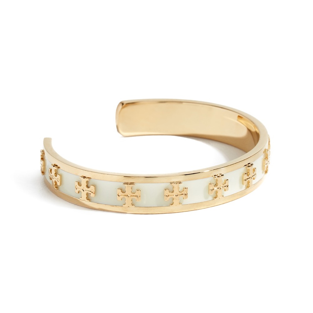 Tory Burch Raised Logo Cuff Enamel Bracelet